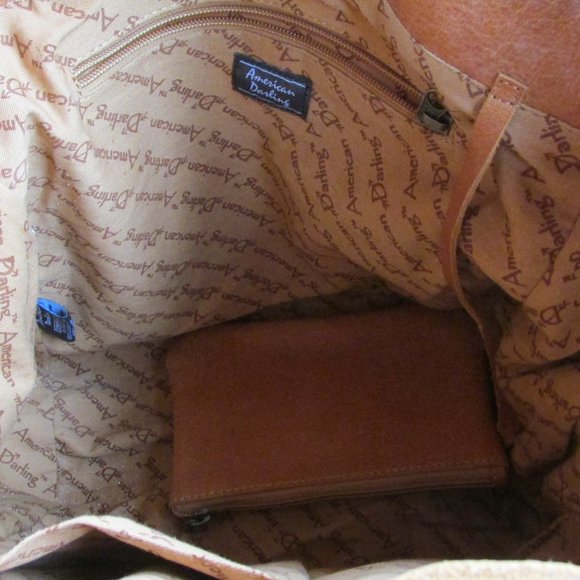 American Darling Large Conceal Carry Fringe Bag Hand Tooled Sunflowers - Picture 5 of 9